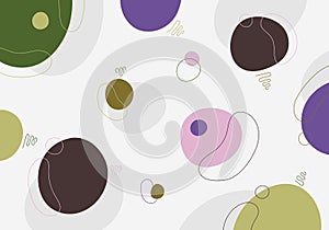 Abstract doodle colorful template design decorative artwork with minimal shape style. Overlapping of circles draughty lines photo