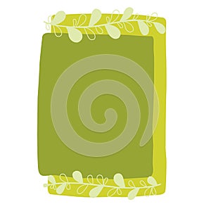 Abstract doodle fern leaves with yellow banner illustration for decoration on summer seaonal and nature concept photo