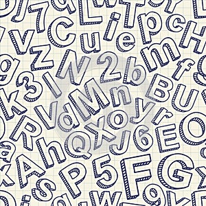 Abstract doodle font seamless pattern