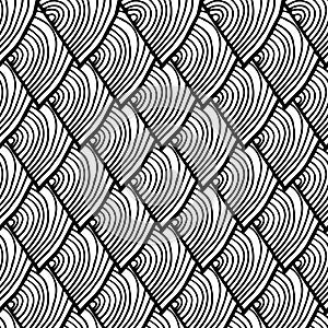 Abstract doodle hand drawn monochrome seamless pattern