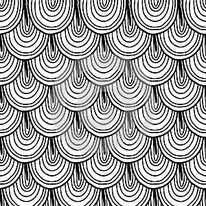 Abstract doodle hand drawn scale monochrome pattern