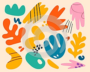 Abstract doodle hand drawn various shapes. Doodle objects sketchy autumn color background