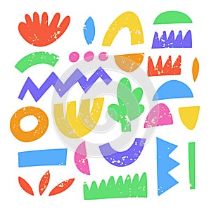 Abstract doodle kids colorful elements shapes flat design.