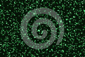 Abstract dot glitter sparkle green binary digital code, computer