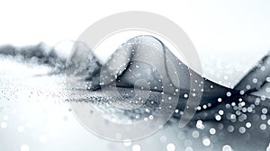 Abstract dot pattern wave flow shape white and black background, network design concept Generative AI