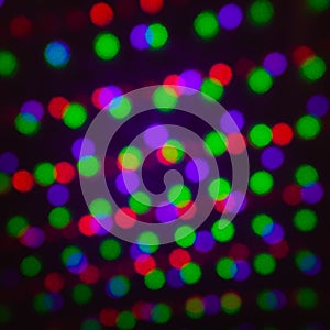 Abstract dot round glitter defocus background backdrop. Illumination blurred light, abstract multicolored light flare geometric