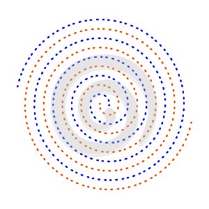 Abstract dots and dashes linear spiral