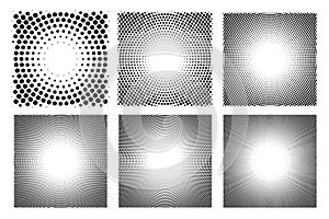 Abstract dotted circles halftone set pop art design texture