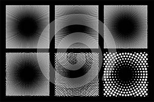 Abstract dotted circles halftone set pop art design texture