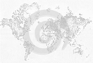 Abstract Dotted Map Black and White Halftone grunge Effect Illustration.