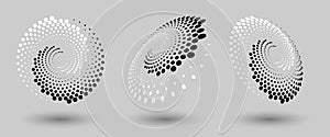 Abstract dotted vector background. Halftone effect. Spiral dotted background or icon. Yin and yang style