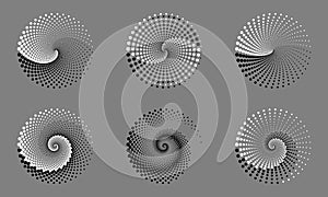 Abstract dotted vector background. Halftone effect. Spiral dotted background or icon. Yin and yang style