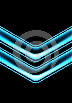 Abstract double blue glass arrow light on black design modern futuristic background vector