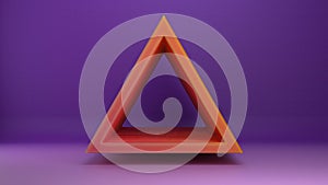 An abstract, dramatic, modern high -quality 3D Rendering graphic design element that leads to the back of the triangle of orange