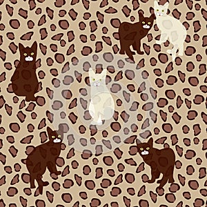 Abstract draw of little brown and white kittens