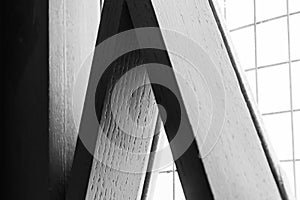 Abstract drawing of a concrete structure against a window background.