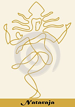 Abstract Drawing of Dancing Outline of Lord Shiva. Nataraja or Eshwara Dance Pose photo