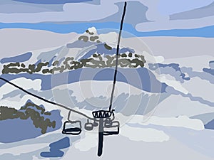 abstract drawing of Glacier 3000, Switzerland