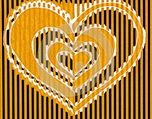 An abstract drawing of three Valentine hearts in one.