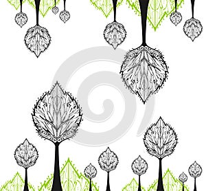 Abstract drawing tree of white background