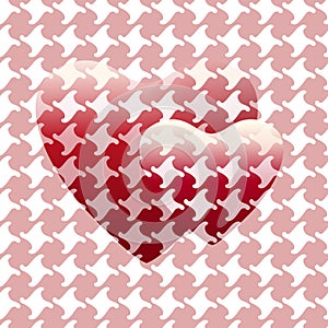 Abstract drawing two red hearts (big and small together)