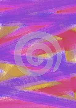 Abstract drawn background with brushstrokes in blue, pink and violet colors.