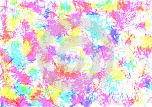 Abstract drawn watercolor crumpled bright background with brushstrokes in pink and blue colors.