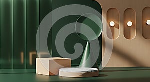 Green and Beige Abstract Product Display