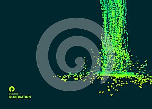 Abstract dynamic background. Array with dynamic emitted particles. Science and connection concept. Vector illustration