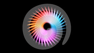 Abstract dynamic 3D pattern of circles with nice multicolored shape, 3d render