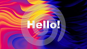 abstract dynamic display wave 4k video seamless with hello text