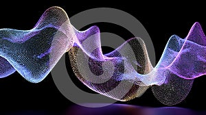 Abstract dynamic glowing particle wave for digital data visualization