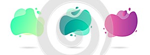 Abstract dynamic gradient graphic elements in modern style. Banners with flowing liquid shapes, amoeba forms