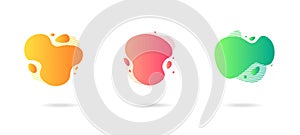 Abstract dynamic gradient graphic elements in modern style. Banners with flowing liquid shapes, amoeba forms