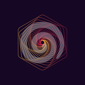 Abstract dynamic hexagonal shape.