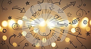 Creative Brainstorming Concept with Hand-Drawn Arrows