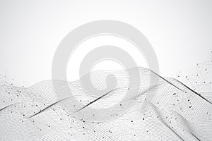 Abstract dynamic motion lines and dots background with colorful particles. Digital streaming background, wave flow