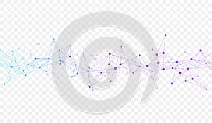 Abstract dynamic motion lines and dots connection background with plexus effect. Digital streaming background, wave flow