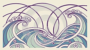 Abstract Dynamic Ocean Wave Pattern Design, vector design Generative AI