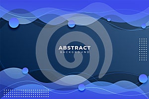 Abstract Dynamic Overlapped Fluid Shape Gradient Blue Background with Wavy Lines
