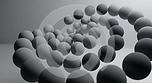 Abstract Dynamic Spiral of Gray Spheres