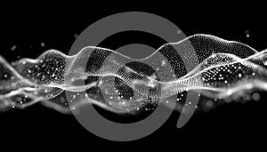 Abstract Dynamic Wave Of Digital Particles And Dots: An Innovative Blend Of Technology And Science. A Dynamic