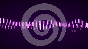 Abstract dynamic wave music flow of vertical purple glow lines. Big data visualization. 3D rendering.