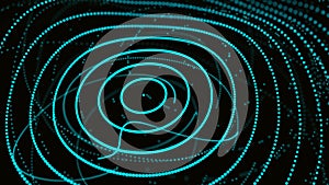 Abstract dynamic wave of particles. Network of bright points or dots. Big data. Digital background. 3d rendering