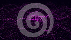 Abstract dynamic wave of particles. Network of bright points or dots. Big data. Digital background. 3d rendering