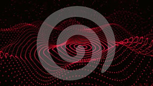 Abstract dynamic wave of particles. Network of bright points or dots. Big data. Digital background. 3d rendering
