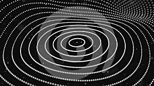 Abstract dynamic wave of particles. Network of bright points or dots. Big data. Digital background. 3d rendering