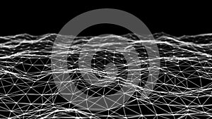 Abstract dynamic wave of points and lines. Big data. Network of particles. Digital background. Connection. 3d rendering