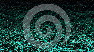 Abstract dynamic wave of points and lines. Big data. Network of particles. Digital background. Connection. 3d rendering
