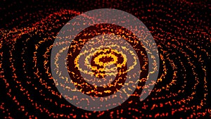 Abstract dynamic wave of points and lines. Network of bright particles connected by lines. Big data. 3d rendering
